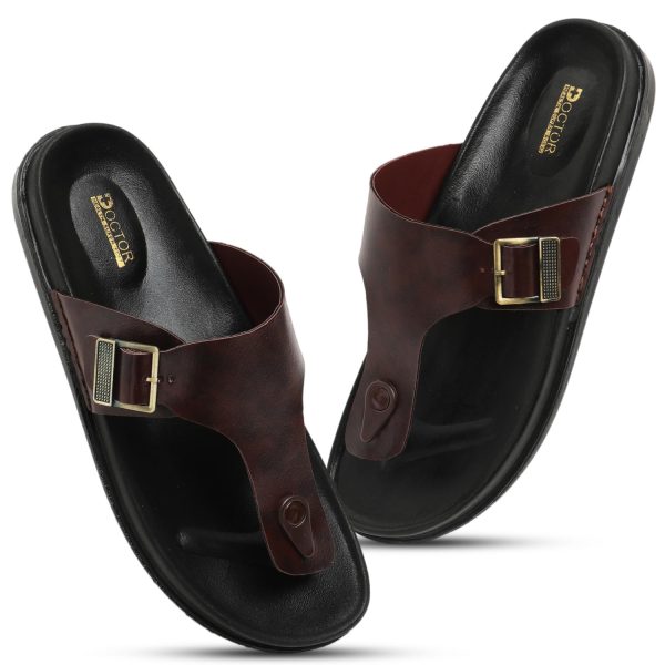 DOCTOR HEALTH SUPER SOFT Men's Stylish Cushioned Slippers | Breathable, Skid Resistant, Adjustable Strap | PU Double Density Anti-Slip Casual Footwear for Everyday Comfort