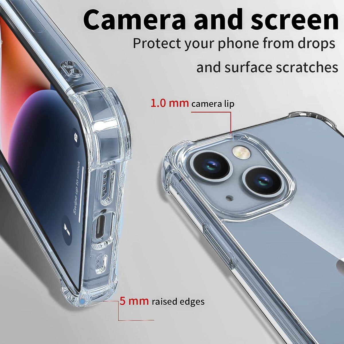 EGOTUDE Shockproof Transparent Hard Back Scratch Resistant Cover Shockproof Case for iPhone 14 / iPhone 13 (Clear) (Polycarbonate) - Image 3