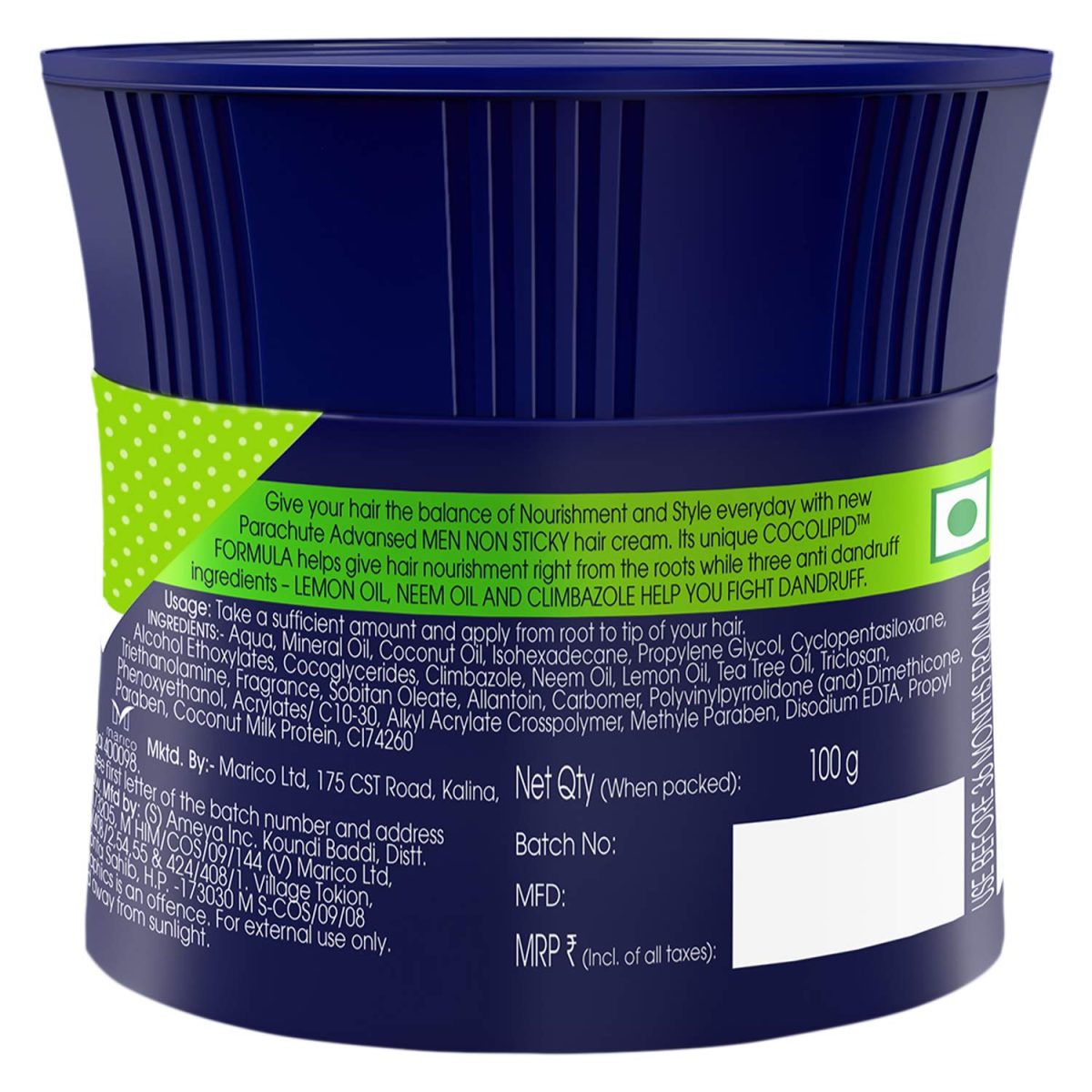 Parachute Hair Cream for Men, 100ml |Anti Dandruff |Hair Cream After Shower |Non Sticky Oil Replacement Hair Cream - Image 7