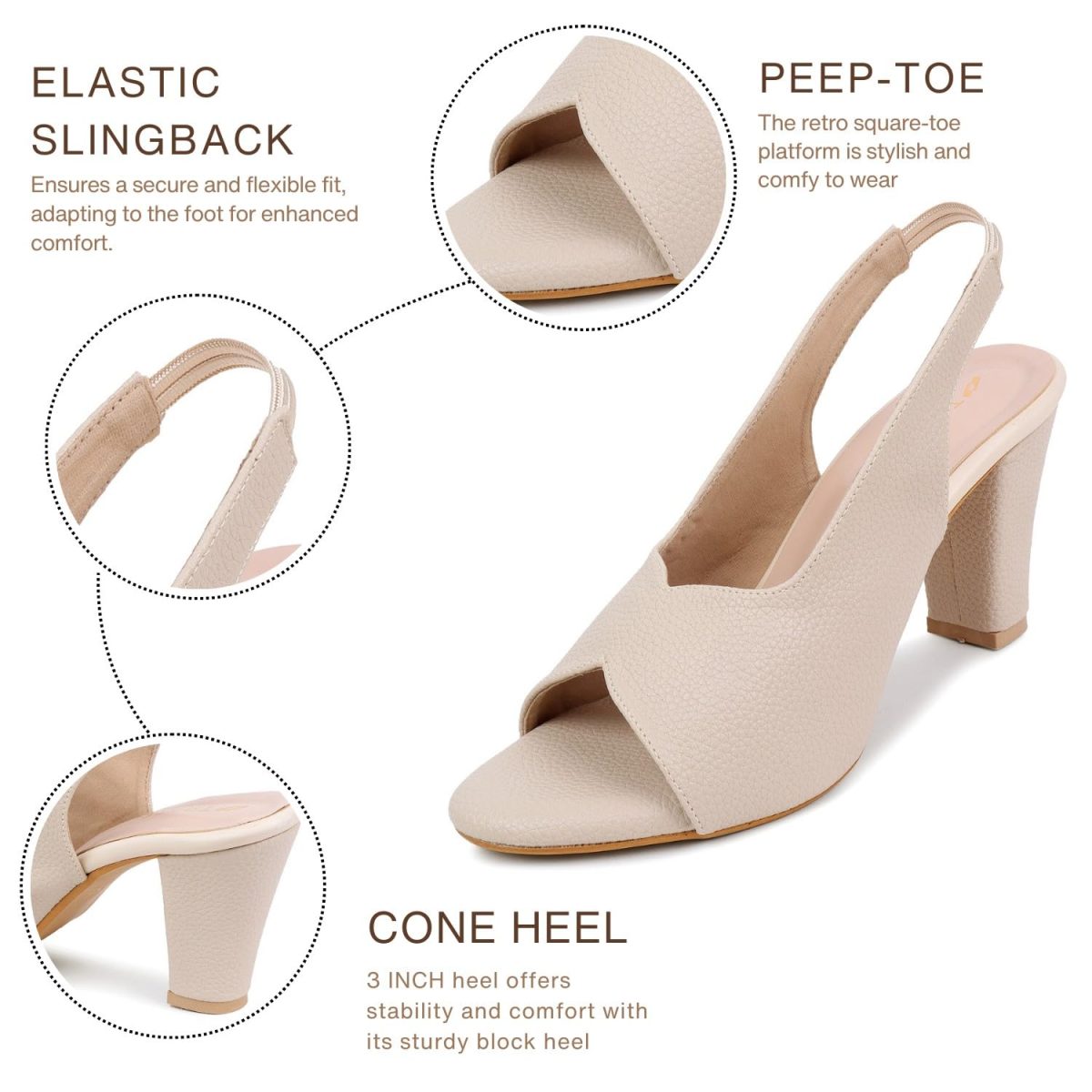 TRASE Ankle Strap Pointed Toe Block Heel Pumps Sandals For Women| Fashionable Sandals, Office, Party and Formal Occasions | Light weight, Soft Footbed, Comfortable & Stylish - (47067) - Image 2