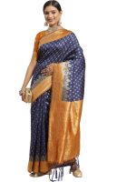 AKHILAM Women's Geometric Silk Blend Zari Saree With Unstitched Blouse Piece (FF0GNG220_Parent)