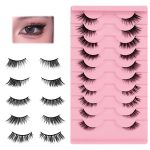 Tecokart® 10 Pairs Half Eye Lashes for Women，Natural Cat mink Lashes Accent Corner Blend 3/4 False Eyelashes Fluffy
