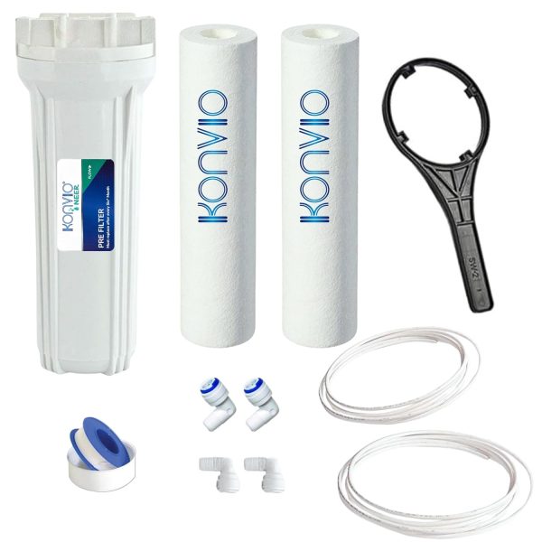 KONVIO NEER Pre Filter for Water purifier for All RO Water Purifier, External Prefilter kit with 2 spun candles (Pre- Filter Kit, White)
