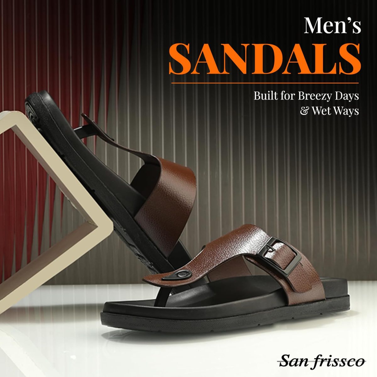 San Frissco Men's Sandals with Open Toe Strap/Perfect Fit for Summer and Rainy Season Easy to Walk Slipper, Chappal/Stylish Casual Trendy Floaters - Image 2