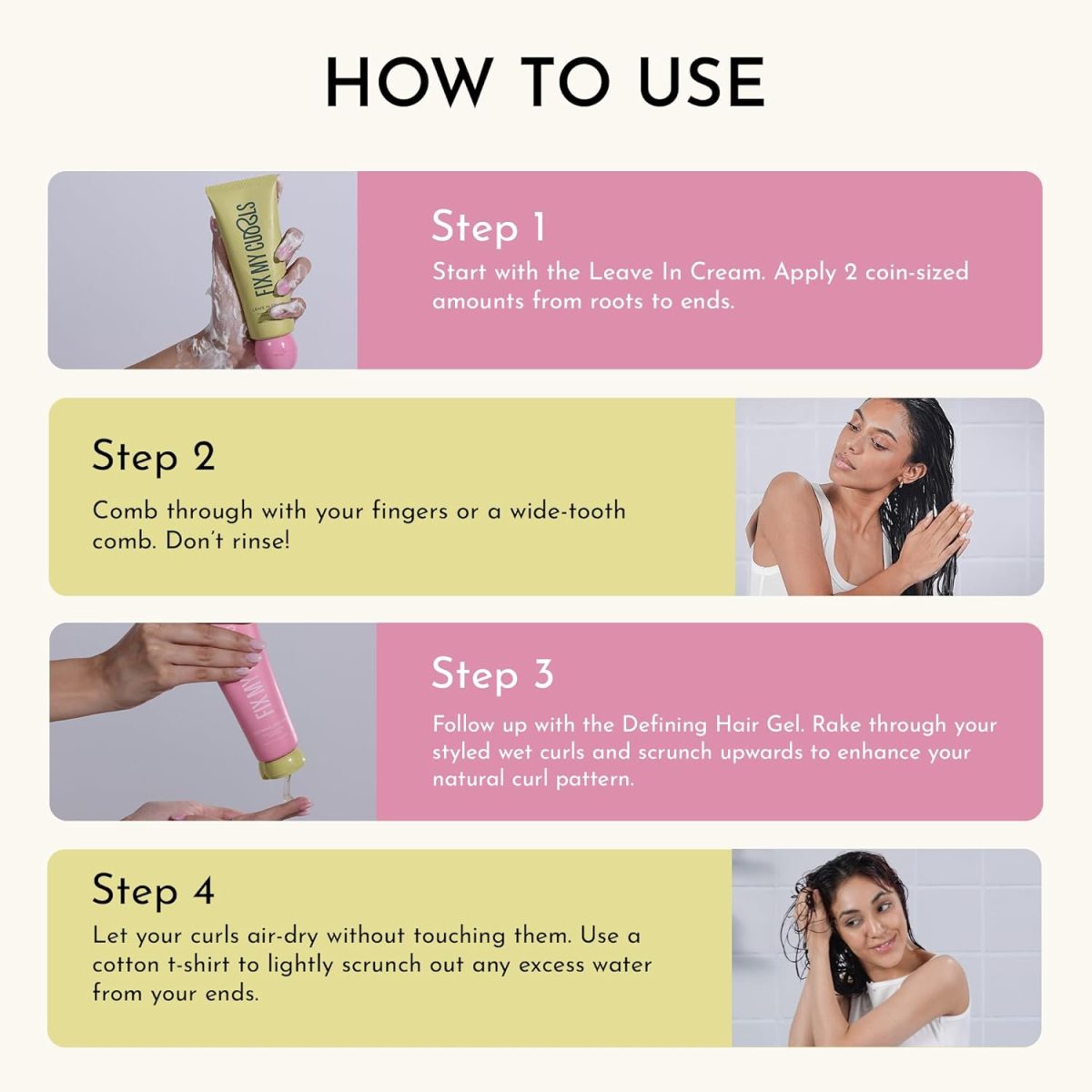 Fix My Curls Protein Styling Duo| For Curly, Wavy, Dry & Frizzy Hair | Frizz Control | Silicone Free Curl Defining Cream & Gel| 50gm each - Image 7