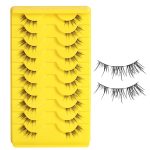 CoolShef 10 Pairs Half Eye Lashes for Women, 11mm Natural False Eyelashes with Thin Band, Fluffy Volume Fake Lashes, Lightweight and Reusable Wispy Eyelash