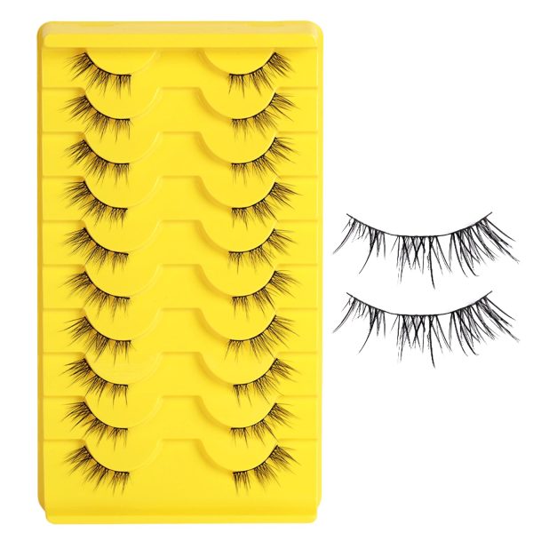 CoolShef 10 Pairs Half Eye Lashes for Women, 11mm Natural False Eyelashes with Thin Band, Fluffy Volume Fake Lashes, Lightweight and Reusable Wispy Eyelash