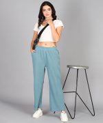 Alan Jones Clothing Women's Straight Fit Mid Rise Solid Stretch Waffle Straight Pants - Image 2