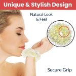 Temperia (2 Pcs) Scented Mogra Gajra Hair Accessories For Women & Girls - Hair Flower Bun Artificial Fake Gajra Scrunchies Rubber Band - Premium & Voluminous, White - Image 7