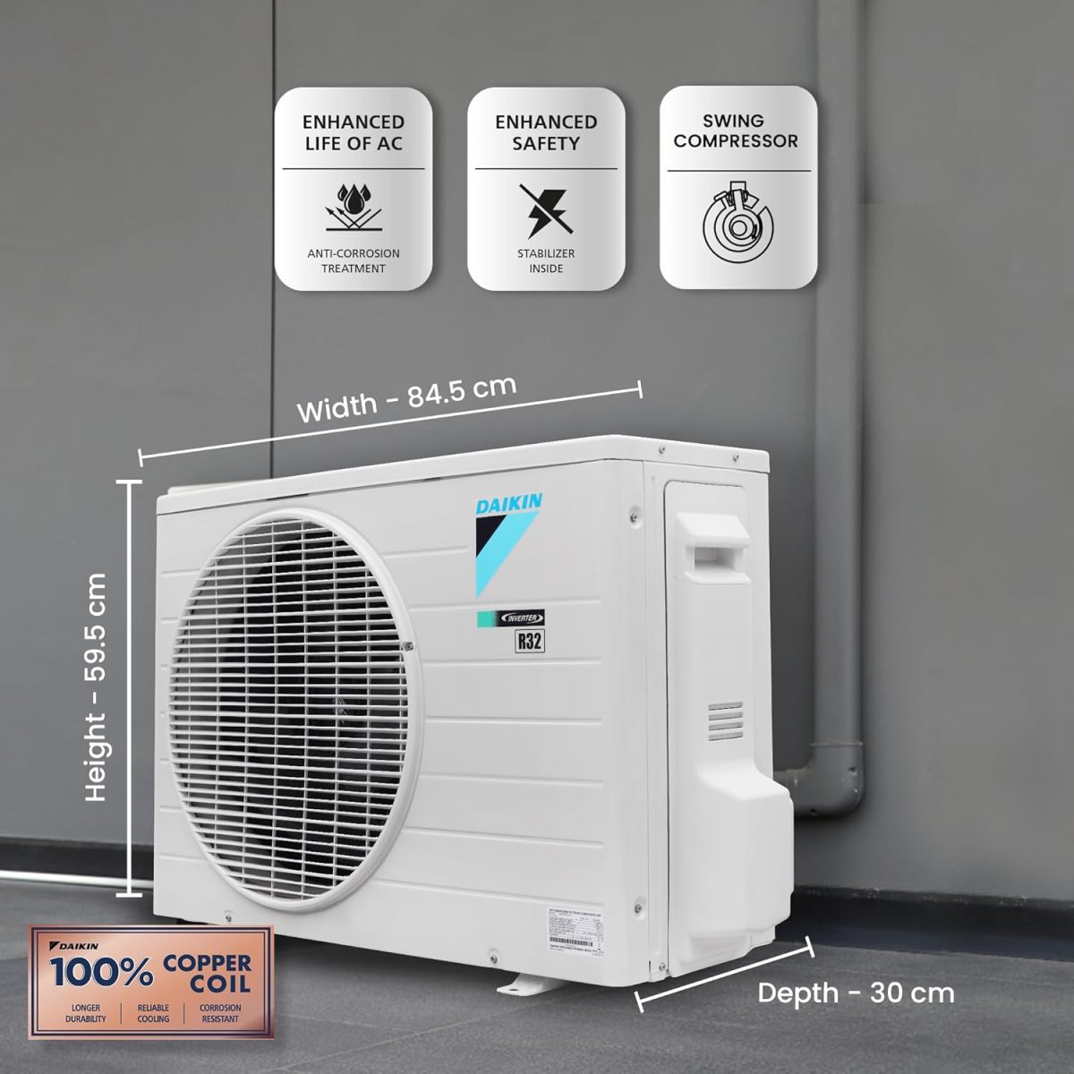 Daikin 1.8 Ton 3 Star Hot & Cold Inverter Split AC (Copper, PM 2.5 Filter, FTHT60UV, White) - Image 5