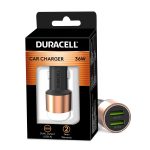 Duracell 36W Fast Car Charger Adapter with Dual USB Port. Qualcomm Certified 3.0, Quick Charge. Compatible with iPhone, All Smartphones, Tablets & More - Copper & Black