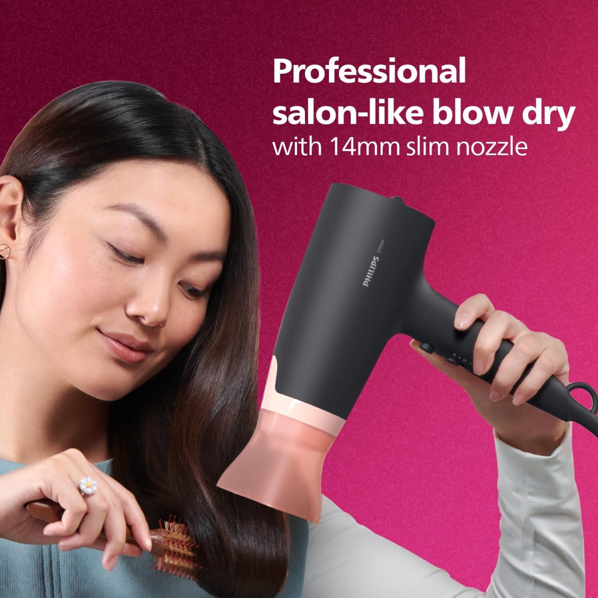 Philips Hair Dryer - Powerful drying with less heat I 6 Styling options for Salon like blowdryI 2100 WattsI for Minimised DamageI Styling attachment| Men and WomenI 2 Year Warranty BHD356/10, Black - Image 7