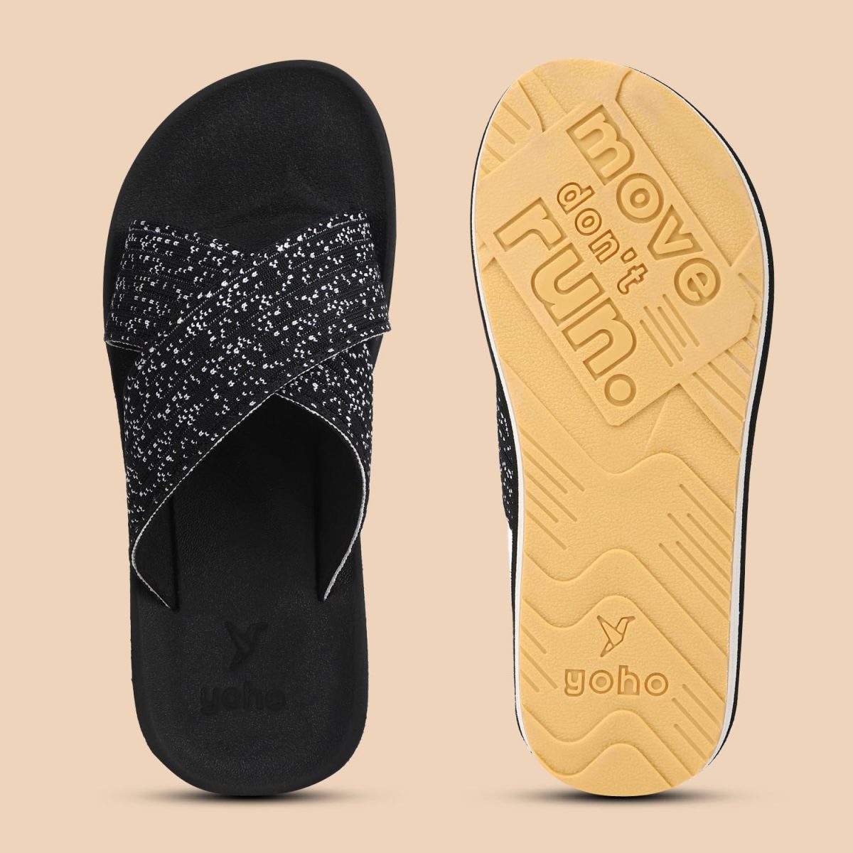 YOHO Starry Slippers for Women | Criss-Cross Elastic Strap | Lightweight & Waterproof | Extra Soft Cushioned Orthopaedic Footpharma Footbed | Stylish Casual Flats for Everyday - Image 3