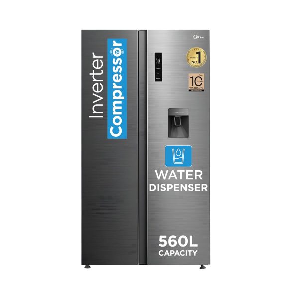 Midea 560 L Side By Side, Water Dispenser,Inverter, (MDRS704FGF46 Bru Steel)