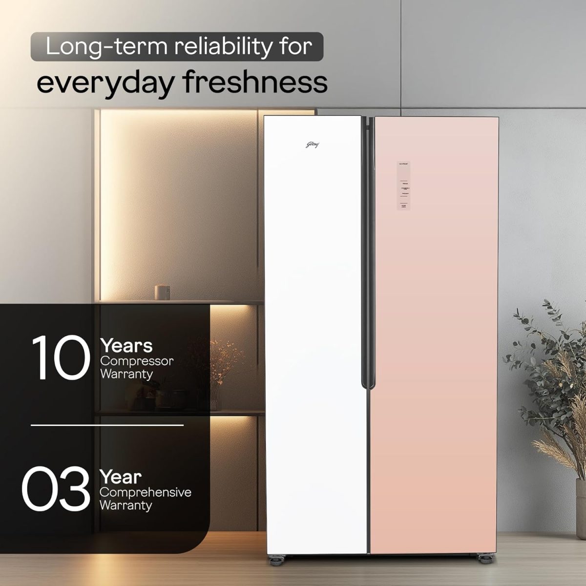 Godrej 600 L 3 Star, 1+2 Years Additional Warranty, Smart convertible Zones with Digital Touch Panel, Frost Free Inverter Side By Side Refrigerator(2025 Model, RS EONVELVET 646C RIT OP RS, Opera Rose) - Image 7