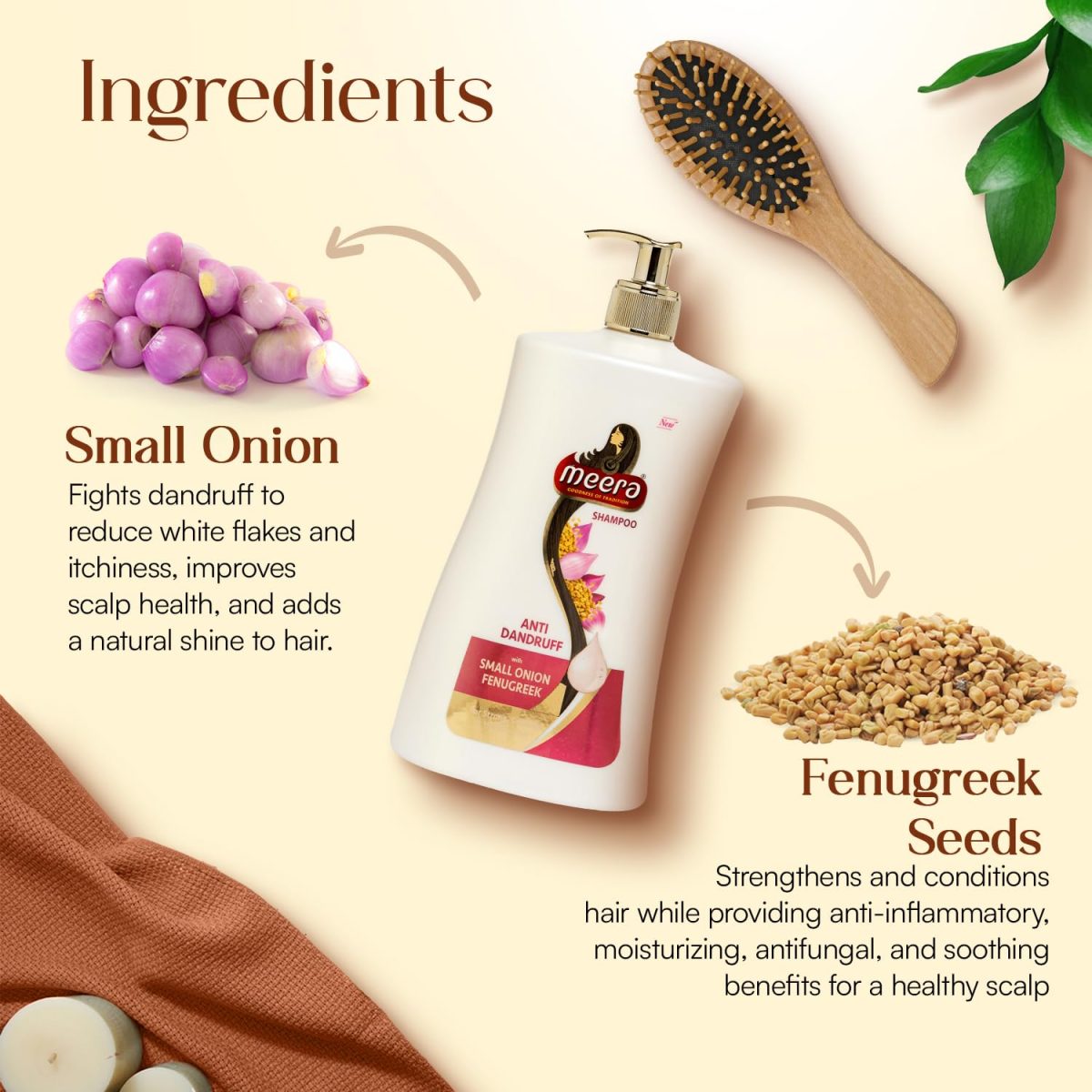Meera Anti-Dandruff Shampoo with Small Onion & Fenugreek | Fights Dandruff | For Men & Women | Paraben-Free, Nourishing & Revitalizing Hair Care (1 Litre) - Image 3