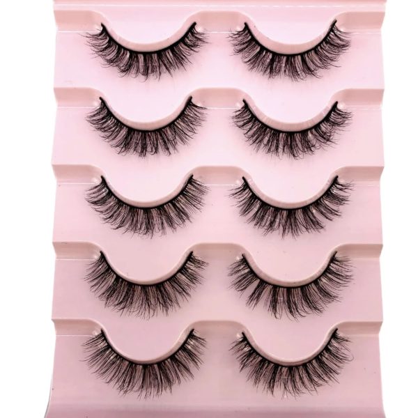 Bombay Vanity 3D Faux Mink Natural Eyelashes Pack of 5 False Eyelash, Eye Makeup Lash Posh 5 Pairs Lashes 10-16mm, pack of 5 Pair Artificial Eye Lashes (FEATHER lashes)