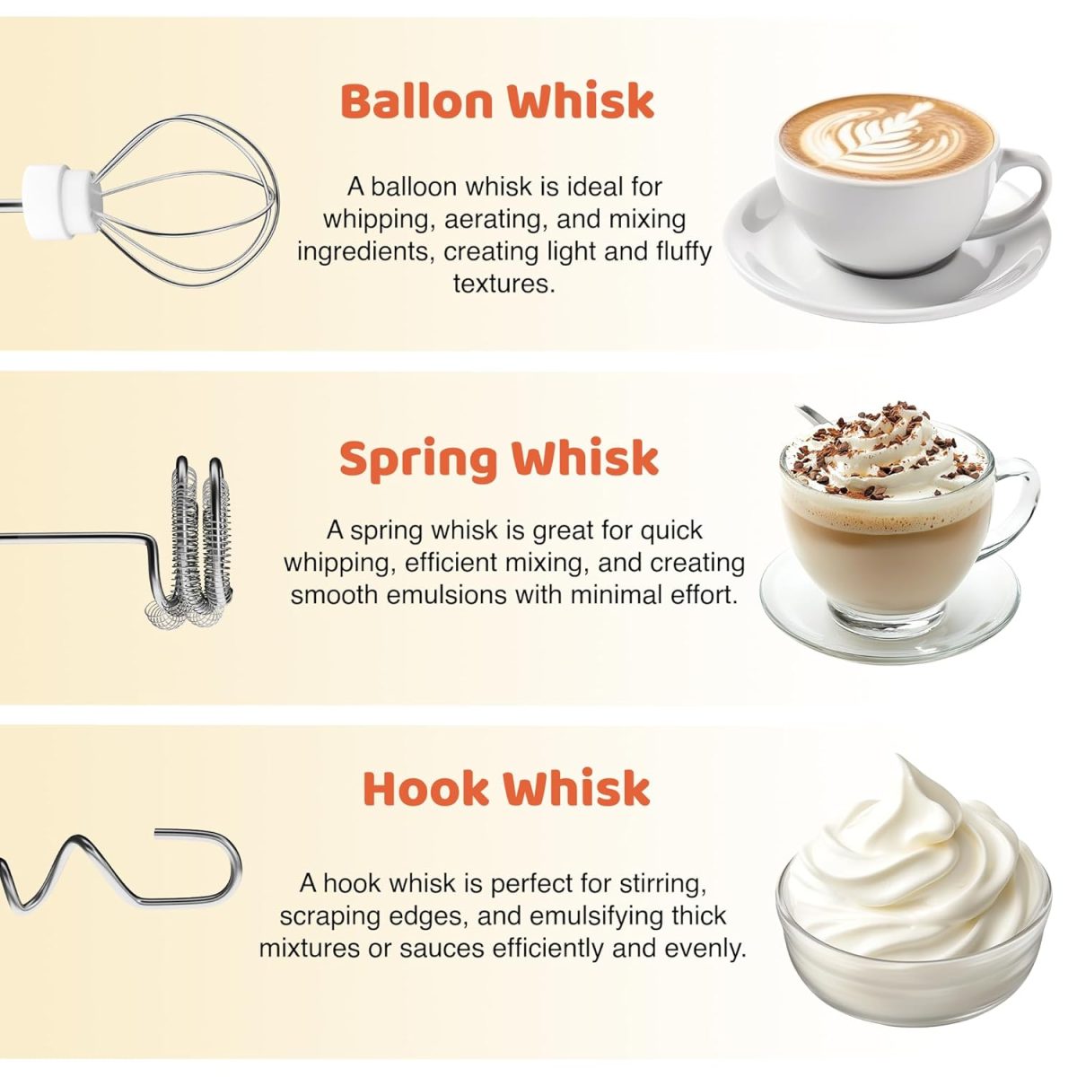 CPENSUS Coffee frother Electric with 3 Whisker & Stand 3-Speed Adjustable 1100mAh Battery Milk Blender Beater Handheld Foam Maker Mixer Gift 11000 RPM Lattes Cappuccino (4 in 1 Black) - Image 2