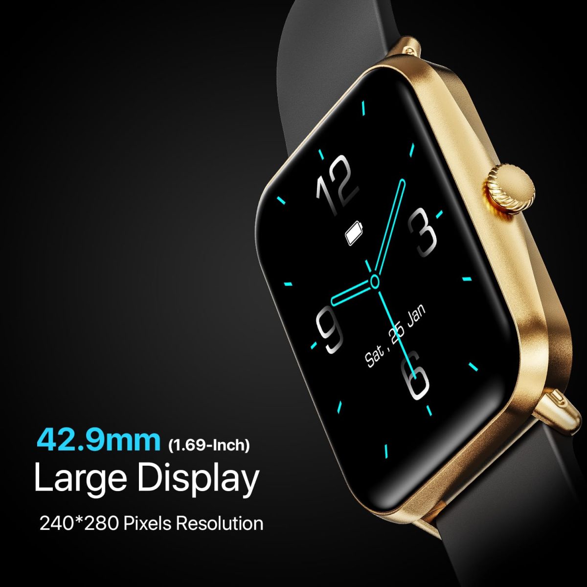 Fire-Boltt Ninja Call Pro Smart Watch Dual Chip Bluetooth Calling, 42.92mm (1.69 inch) HD Display, AI Voice Assistance with 100 Sports Modes, with SpO2 & Heart Rate Monitoring (Gold Black) - Image 4