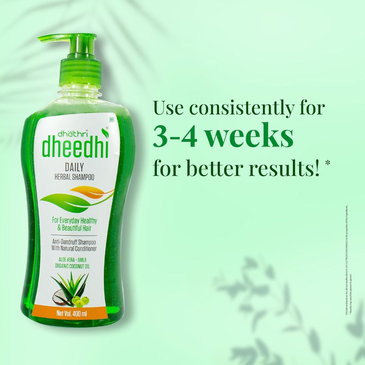 Dhathri Dheedhi Daily Herbal Shampoo to Reduce Dandruff & Promote Hair Growth, Ayurvedic Shampoo to Restore Hair Shine & Strength (400ml) - Image 4