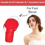 TEMPERIA (4 pcs) Beauty Blender Set & Foundation Brush with Plastic Box - Soft Powder Puff Face Makeup Sponge for Liquid Foundation, Creams, Powders, Wet and Dry Makeup (Random Colors) - Image 8