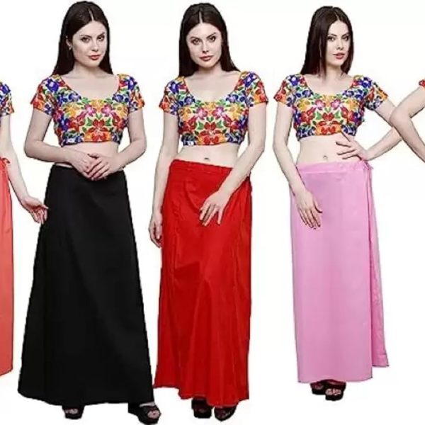 Zuvim Women's Cotton Inskirt Saree Underskirt Readymade Petticoats, Pack of 5