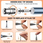 Tukzer Universal Stylus Pen for Smartphone/Tablet/iPad/Pro/Air/iPhone/iOS/Android/All Touch Screens Devices| Fine Point Disc Tip, Lightweight Aluminum Body Magnetic Cap Drawing Writing (Grey) - Image 2
