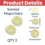 Temperia (2 Pcs) Scented Mogra Gajra Hair Accessories For Women & Girls - Hair Flower Bun Artificial Fake Gajra Scrunchies Rubber Band - Premium & Voluminous, White - Image 2