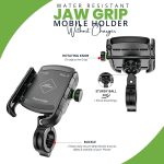 GRAND PITSTOP Mobile Holder for Bikes | (Black - Jaw Grip 360° Rotation) | Aluminium Phone Mount for Motorcycle, Bicycle, Scooter | GPS Navigation Support | Anti-Slip Clamp | Sturdy Build - Image 2
