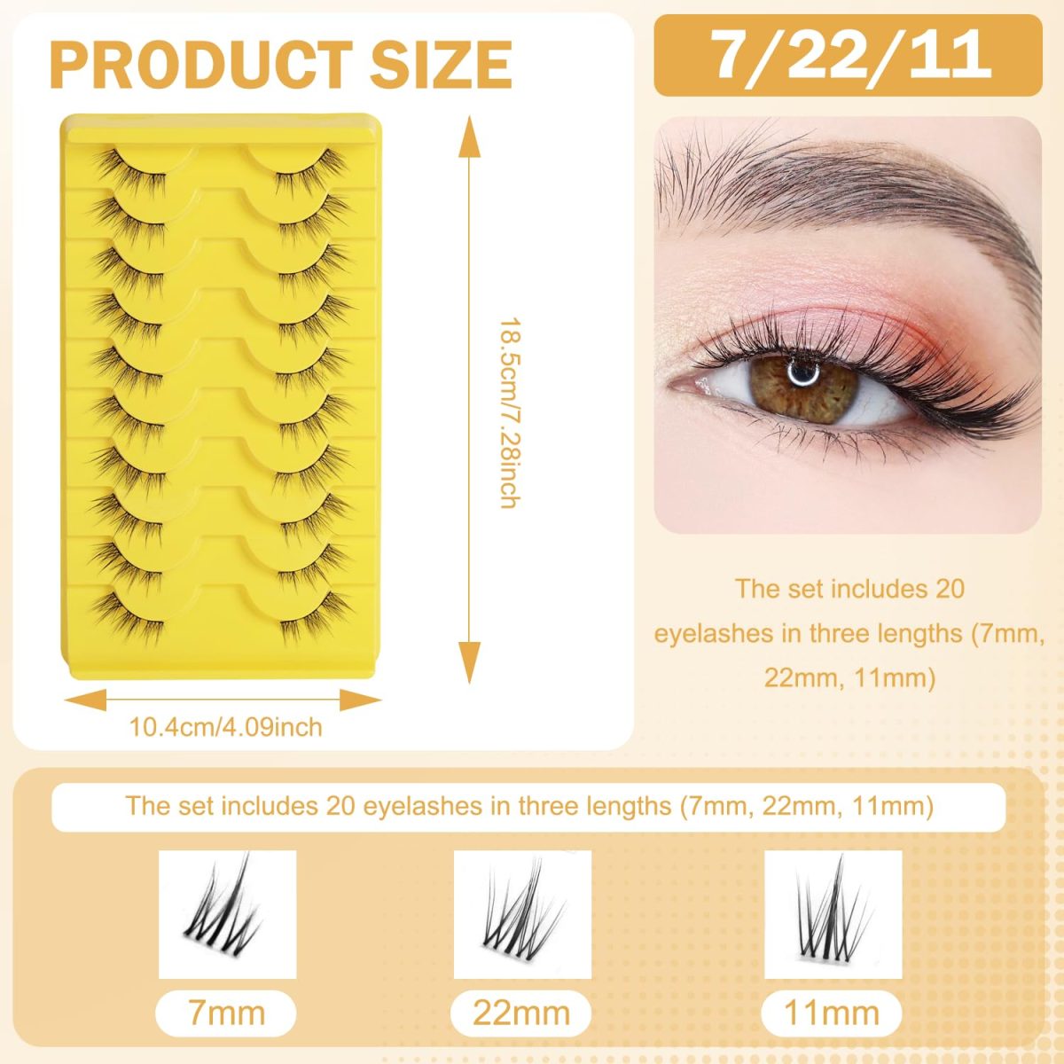 CoolShef 10 Pairs Half Eye Lashes for Women, 11mm Natural False Eyelashes with Thin Band, Fluffy Volume Fake Lashes, Lightweight and Reusable Wispy Eyelash - Image 2