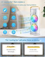 Zemic Portable Double Ended Spray Fan, Cold Air, 3 Gears USB Rechargeable Mini AC Air Cooler Misting Fans with LED Light Cooler, Touch & Remote Control, 280ml Water Tank, Ice Filling Fan (Multy) - Image 2