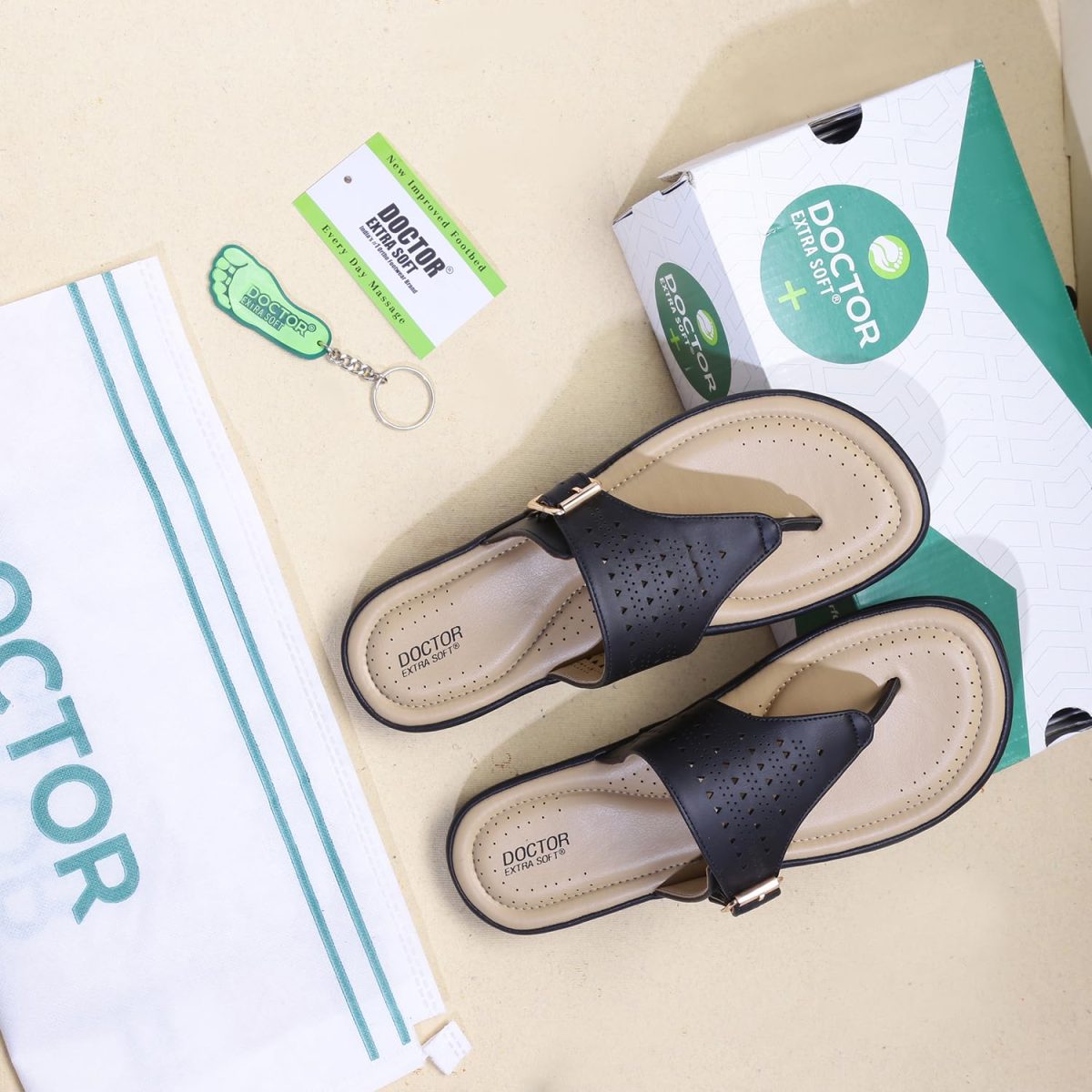 DOCTOR EXTRA SOFT Women's Flat Memory Foam Slippers/Flip-Flops Fashion Stylish Casual Comfortable Diabetic Orthopedic Lightweight Synthetic Slip-On Sandals With Adjustable Buckle For Girls D-609 - Image 3