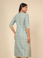 Aramya White Straight Kurta for Women | Soft Cotton Ladies' Floral Print Kurta | Festival Wear [A7557-teal-59] 9XL Size