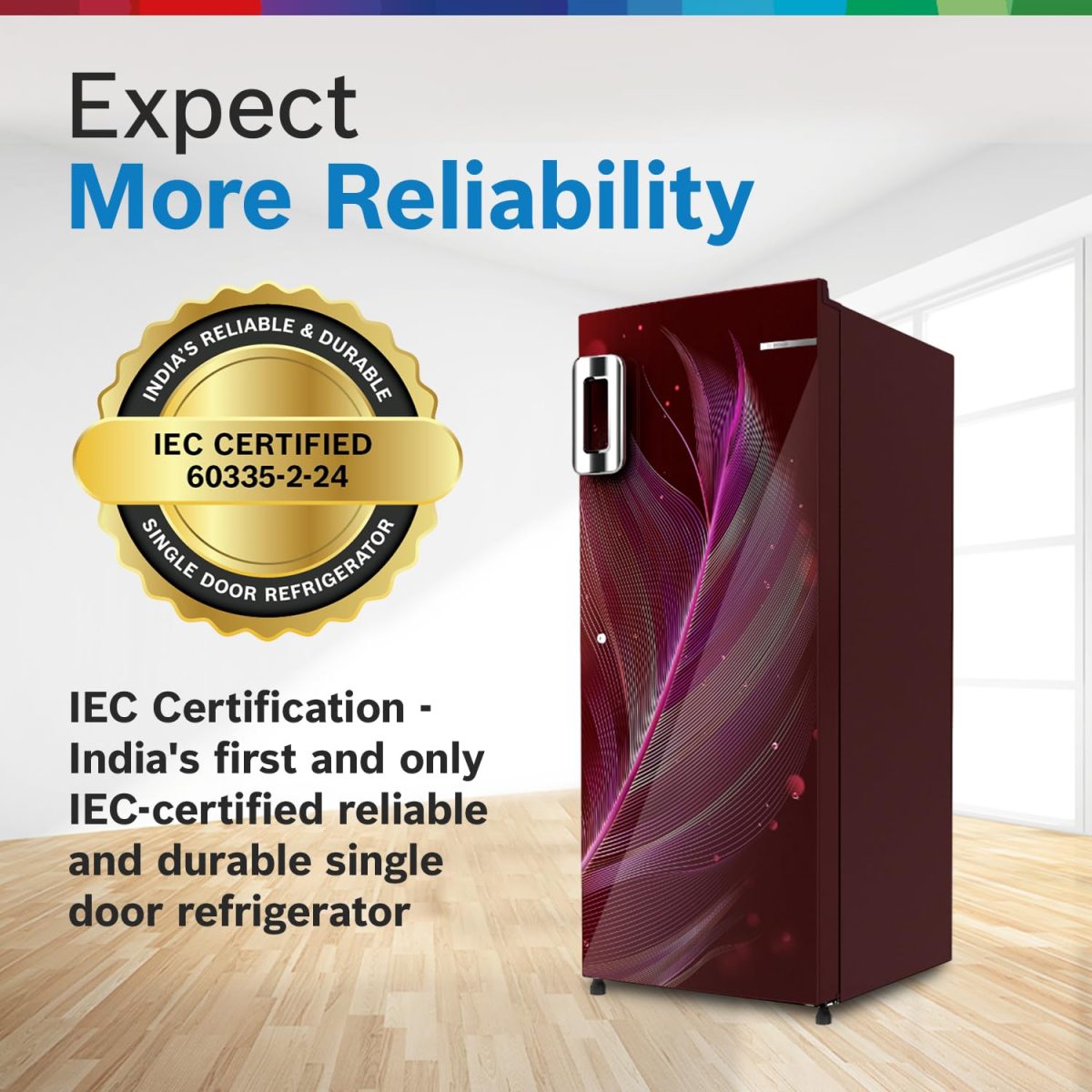 Bosch 187 L, 3 Star, Single Door Refrigerator with Industry's largest vegetable box* & largest Beverage space (CST18W33NI, Feather Wine) | 18 Hour Cooling Retention, 2.5x Faster Cooling - Image 11