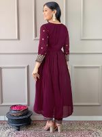Naixa Women's Vichitra Silk Embroidered A-Line Kurta with Pant and Dupatta Sets (NK-442) - Image 4