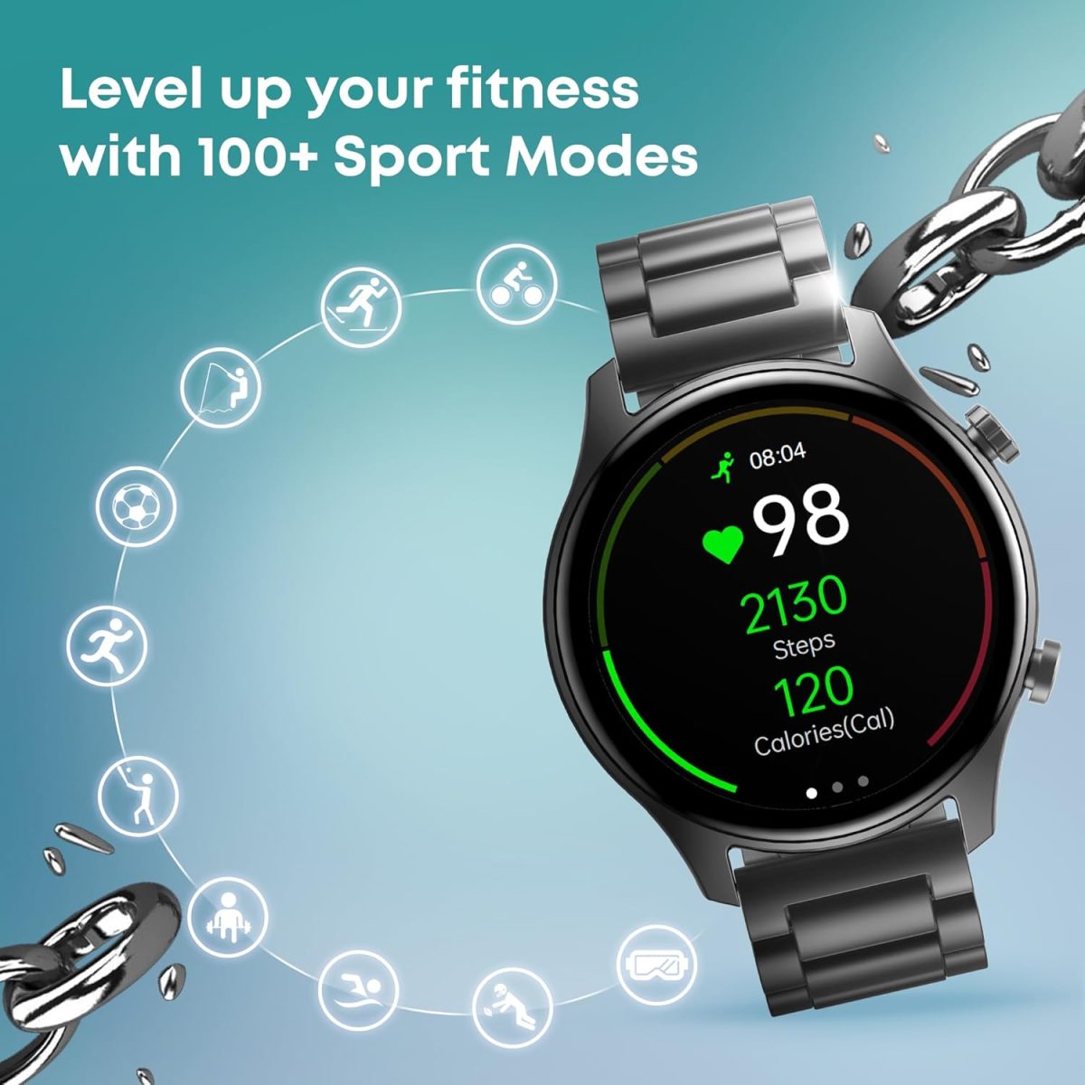 Fastrack Astor FR2 Pro 1.43" AMOLED Stainless Steel Smart Watch with SpO2, Heart Rate, BT Calling, Adaptive AOD, Functional Crown, AI Voice Assistant – Smartwatch for Stylish Professionals (Silver) - Image 4