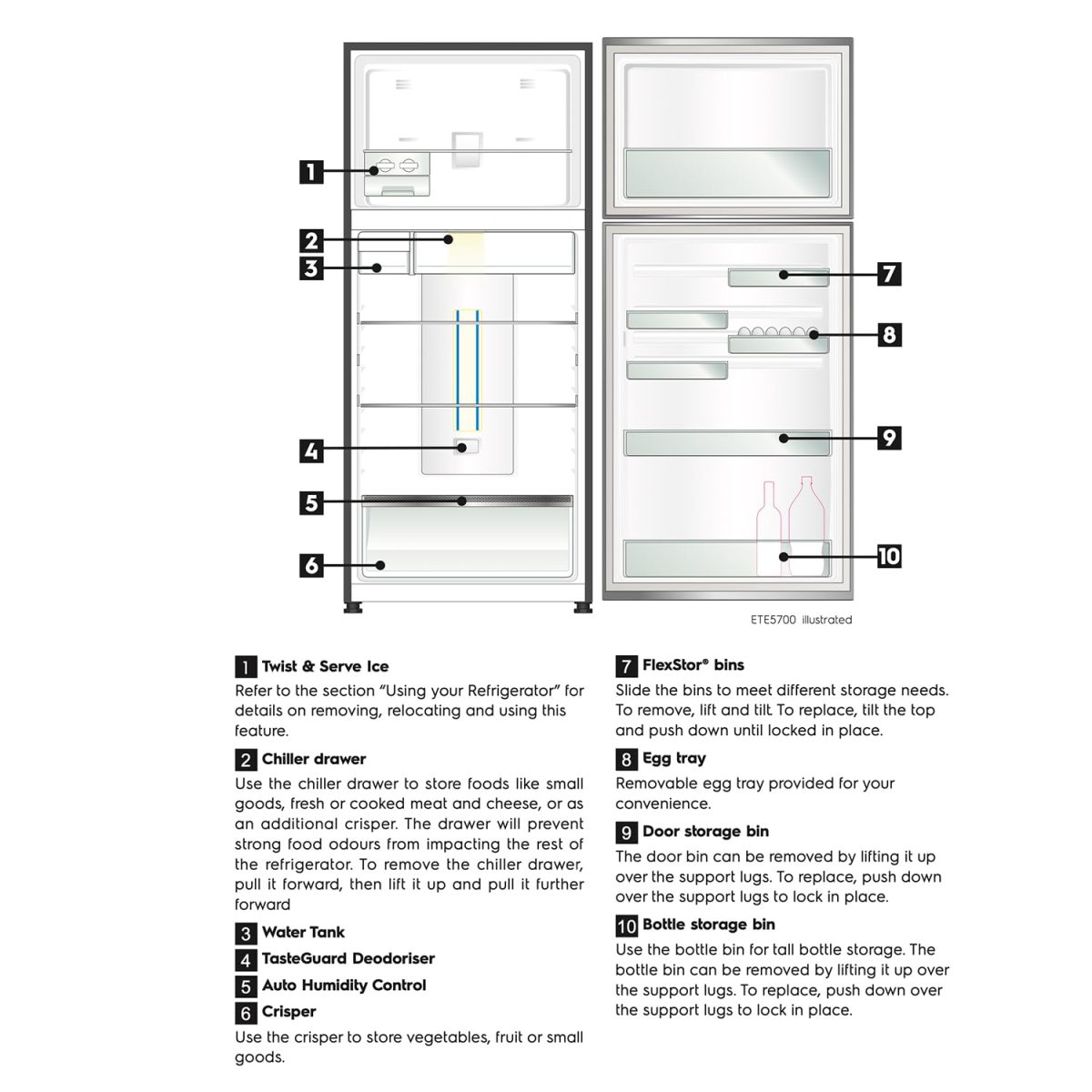 Electrolux 573L Frost Free Inverter Double Door Refrigerator, Top Freezer, TasteLockAuto & TasteGuard Technology, Arctic Silver Steel, UltimateTaste 500, ETE5700C-A - Image 4