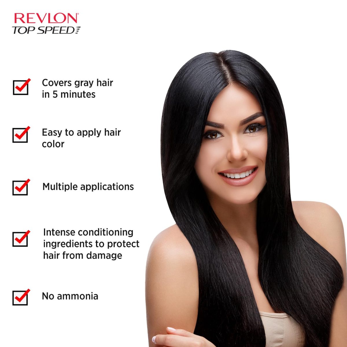 Revlon Top Speed Hair Color for Women Natural Black | Ginseng Root Extract and Mother of Pearl | 100% Grey Coverage in 5 Minutes | Ammonia Free, Easy Application and Intense Conditioning - Image 3