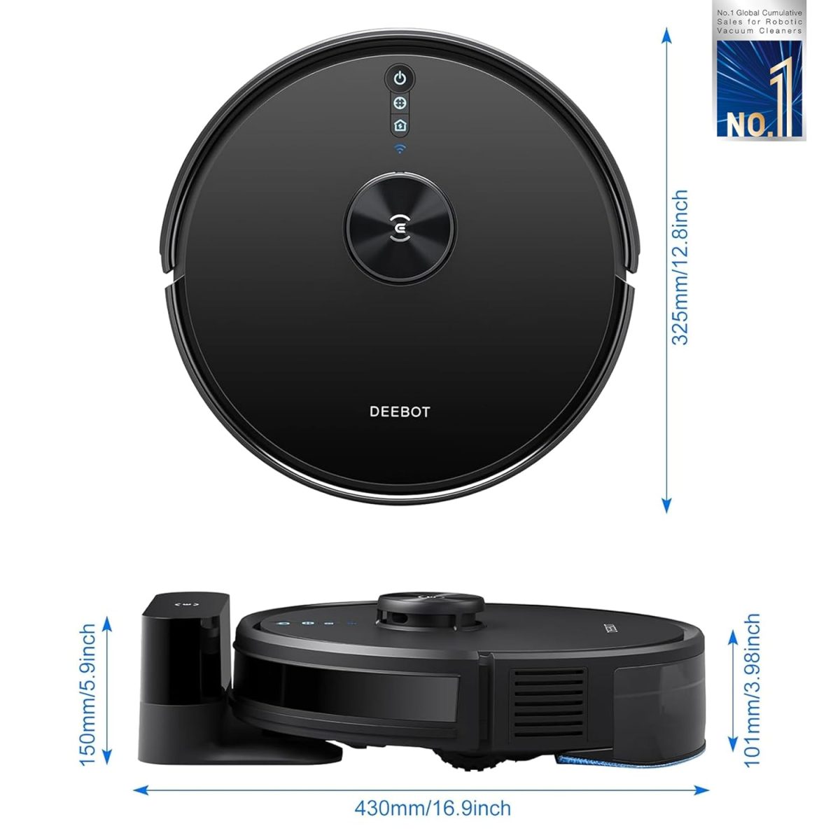 ECOVACS Deebot Y1 Pro 2-in-1 Robot Vacuum Cleaner, 6500 Pa Powerful Suction, 5200 Mah Battery, Covers 3500+ Sq. Ft. in One Charge, Advanced Navigation Technology & True Mapping, 330 Minutes Run-Time - Image 2