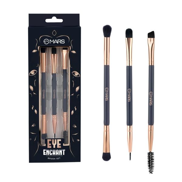 MARS Enchanted Eye Brush Set of 3 | Multipurpose Eye Makeup, Eyebrow & Liner Brushes | Soft Bristles | Compact & Travel Friendly