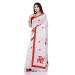 dB DESH BIDESH Women`s Bengali Khesh Pure Cotton Handloom Saree Swastik Designed With Blouse Piece - Image 3