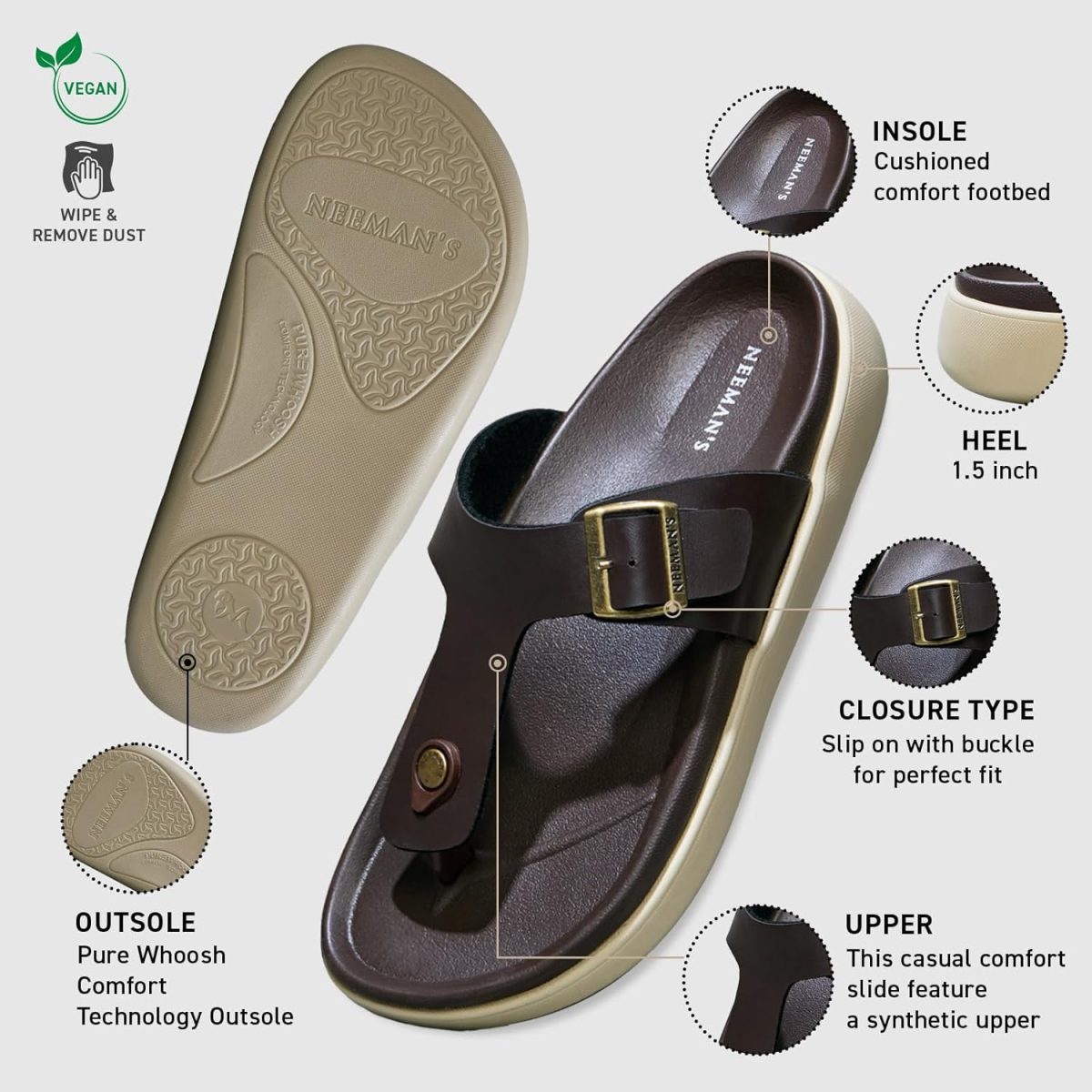 Neeman's PureWhoosh Breeze Sandals for Men | Lightweight, Flexible & Comfortable | Stylish Everyday Thong Sandals for All-Day Wear - Image 5