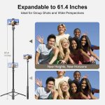 Mobilife Long Selfie Stick with Tripod Stand Aluminum 61 inch Multifunctional Bluetooth Tripod for Mobile Phone Vlogging Live Stream 1/4" Screw for Mirrorless/Action Camera Ring Light Gopro, Black - Image 2