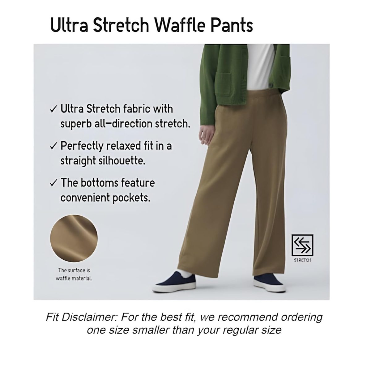 Alan Jones Clothing Women's Straight Fit Mid Rise Solid Stretch Waffle Straight Pants - Image 6