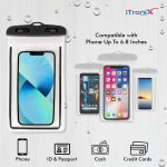 iTronix Waterproof Mobile Pouch Cover for All Mobiles, Cellphone Dry Bag Compatible for iPhone, Samsung, Mi, Redmi, Oppo, VIVO, All Other Smartphones up to 6.5 inches (Black) - Image 5