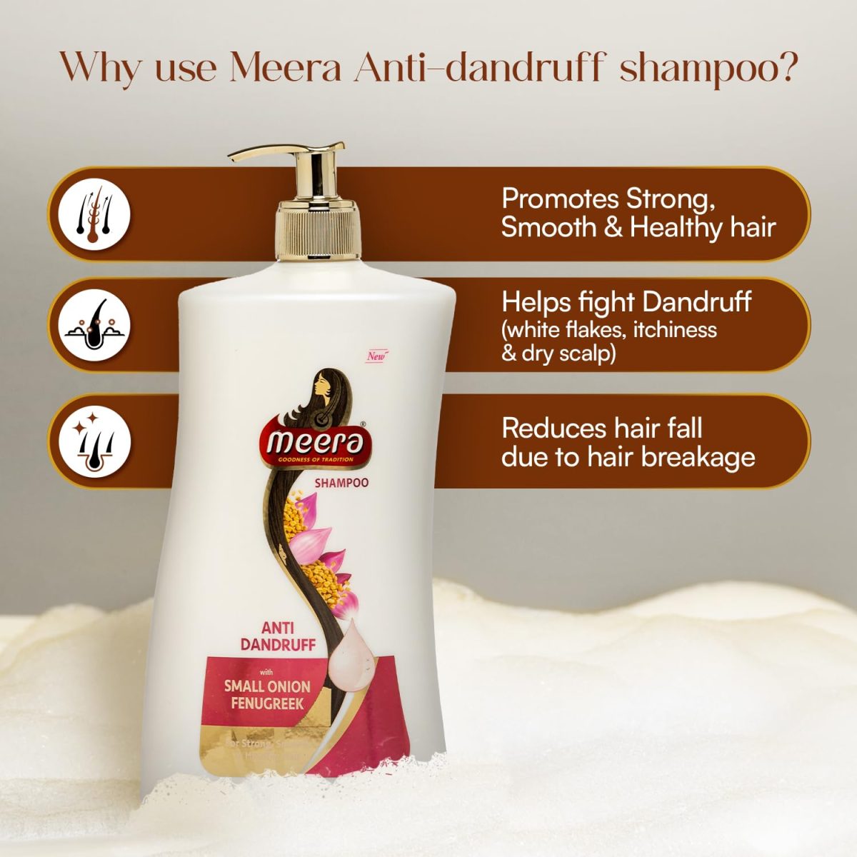 Meera Anti-Dandruff Shampoo with Small Onion & Fenugreek | Fights Dandruff | For Men & Women | Paraben-Free, Nourishing & Revitalizing Hair Care (1 Litre) - Image 4