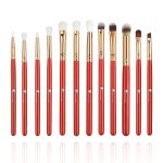 LiveMoor Start Makers Premium Synthetic Bristle Makeup Brushes Set With Bag- Red, Pack Of 12