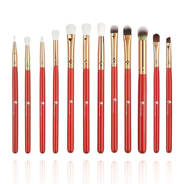 LiveMoor Start Makers Premium Synthetic Bristle Makeup Brushes Set With Bag- Red, Pack Of 12