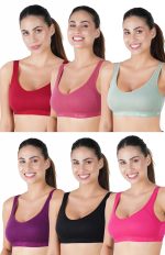 B-SOFT (MSB-204 Premium Seamless Non-Padded Wire Free Slip On Sports Bra Low Impact Workout & Activewear Sports Bra for Women
