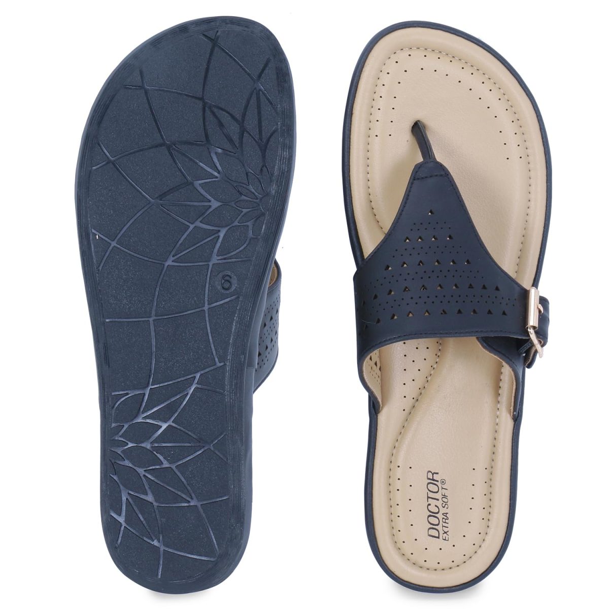 DOCTOR EXTRA SOFT Women's Flat Memory Foam Slippers/Flip-Flops Fashion Stylish Casual Comfortable Diabetic Orthopedic Lightweight Synthetic Slip-On Sandals With Adjustable Buckle For Girls D-609 - Image 7